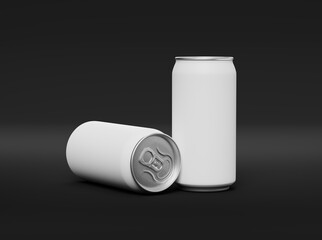 Product Photo Set with Two White Cans on Black Background
