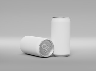 Product Photo Set with Two White Cans on Light Background