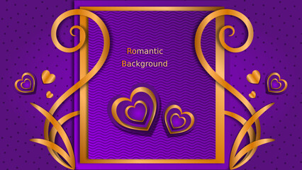 gold heart background with purple  background
