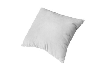 Decorative white rectangular pillow for sleeping and resting isolated on white, transparent...
