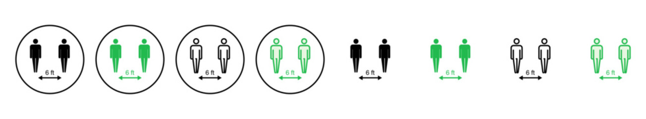 Social distance icon set. social distancing icon. self quarantine sign