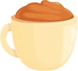 Morning cocoa cup icon cartoon vector. Natural dessert. Poured beverage