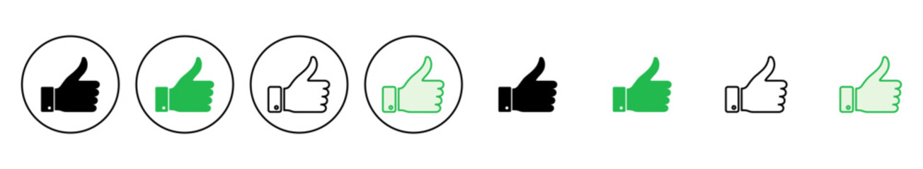 Thumbs up icon set. Hand like. Like icon vector.