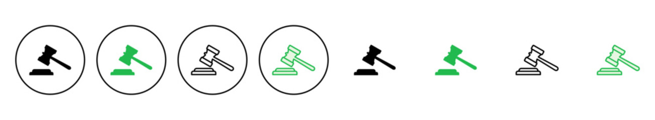 Gavel icon set. judge gavel icon vector. law icon vector. auction hammer