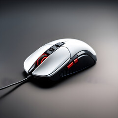 White gaming mouse with red accents isolated on white background - Computer periphericals