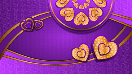 gold heart background with purple  background
