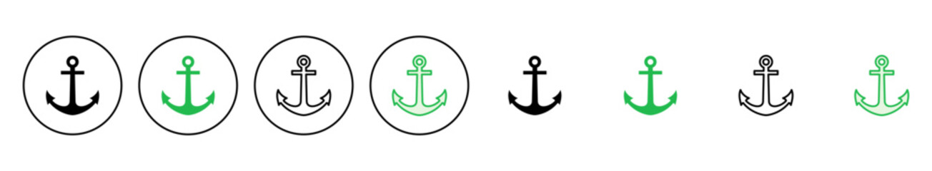 Anchor icon set. Anchor symbol logo. Anchor marine icon.