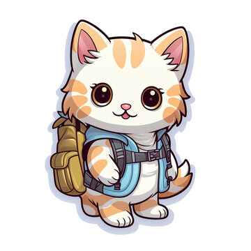 Cute cartoon cat image design with transparent background/no background. design images for t-shirt stickers and others. Generative Ai