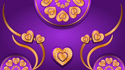 gold heart background with purple  background
