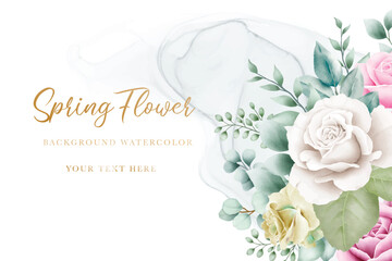 hand drawn floral roses background watercolor design