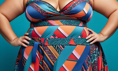 women with belly fat - obrazy, fototapety, plakaty