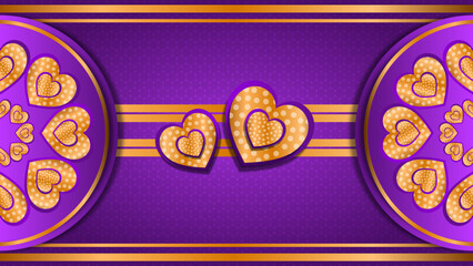 gold heart background with purple  background
