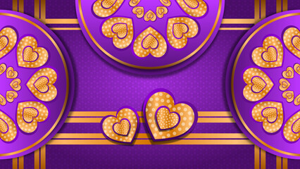gold heart background with purple  background

