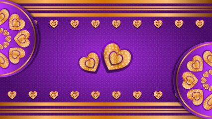 gold heart background with purple  background
