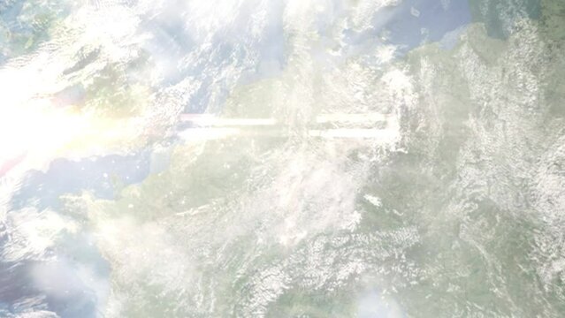 Zoom in from space and focus on Herborn, Germany. 3D Animation. Background for travel intro. Elements of this image furnished by NASA.