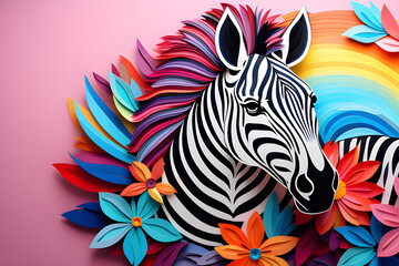 Zebra Made from Colored Paper: Beautiful Images for Adults generative ai
