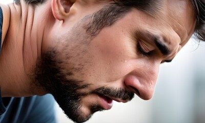 Obraz premium portrait of a man close-up to depressed, feeling sad