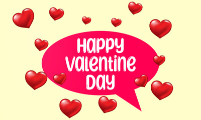 Happy Valentine's Day banner with 3d red heart, gift card, love party, invitation voucher design, poster template, place for text