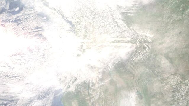Zoom in from space and focus on Hermiston, Oregon, USA. 3D Animation. Background for travel intro. Elements of this image furnished by NASA.