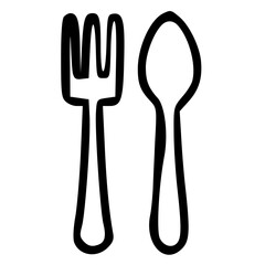 Introduce the fork and spoon with icons.