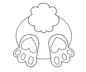 Bunny butt cute character coloring line art illustration. vector cartoon illustration. funny rabbit