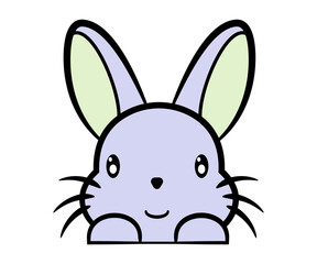 Happy bunny smiling cute character. vector cartoon illustration isolated on white background