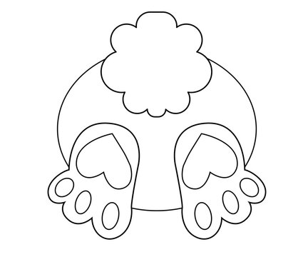 Bunny butt cute character coloring line art illustration. vector cartoon illustration. funny rabbit