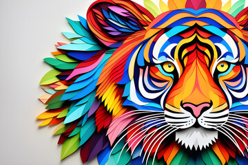 Colored paper for adults decorated with images of mandala tigers - a coloring experience that provides creative relaxation and vitality generative ai