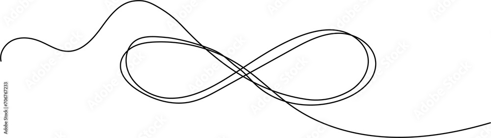 Poster one continuous line drawing of infinity symbol. loop mobius icon and endless forever love concept in