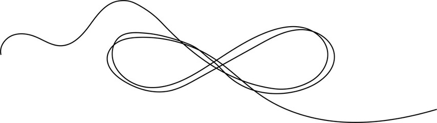 One continuous line drawing of Infinity symbol. Loop mobius icon and endless forever love concept in simple linear style - obrazy, fototapety, plakaty
