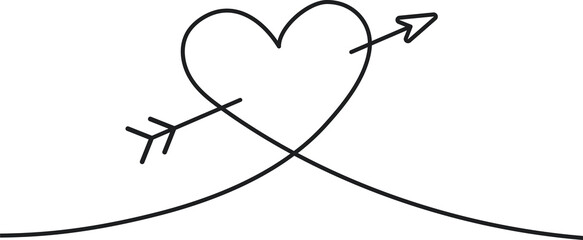 Hand drawn heart with arrow. Love symbol collection. Illustration