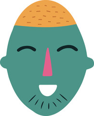 Cartoon retro faceswith different colors and shape. Head in doodle style, illustration