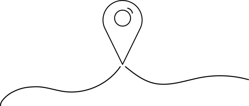 Map pin line background. Navigator, guide, itinerary. Continuous line drawing of GPS icon. Illustration