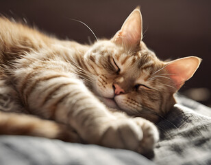 Tabby cat napping