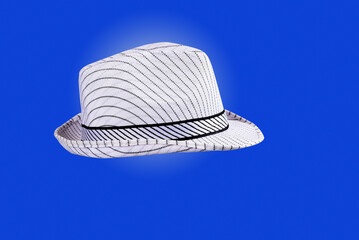 Fashion straw fedora hat isolated on a white background beach hat four views summer fashion free style