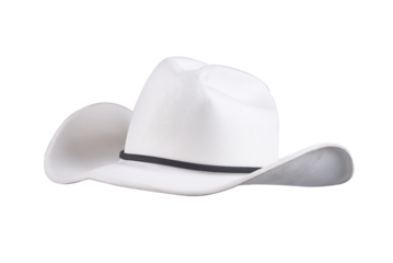 Rodeo rider, wild west, American and country music concept theme with a cowboy hat isolated on white background with cut out clip path