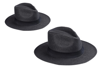 Fashion straw fedora hat isolated on a white background beach hat four views summer fashion free...