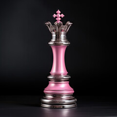 Concept chess queen piece made of pink metal, futuristic chess pieces