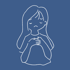 Heartfelt Sorrow Silent Girl Grief Line Art