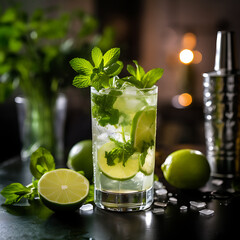 mojito cóctel alcohólico se encuentra en una barra de bar