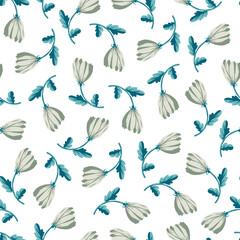 Enigmatic White Floral Whisper Bud Vector Pattern