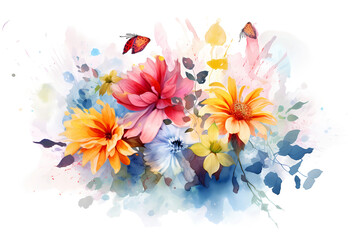 Obraz na płótnie Canvas Flowers watercolor illustration