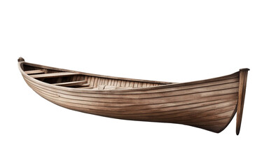 Wooden empty rowing boat isolated on white background - obrazy, fototapety, plakaty