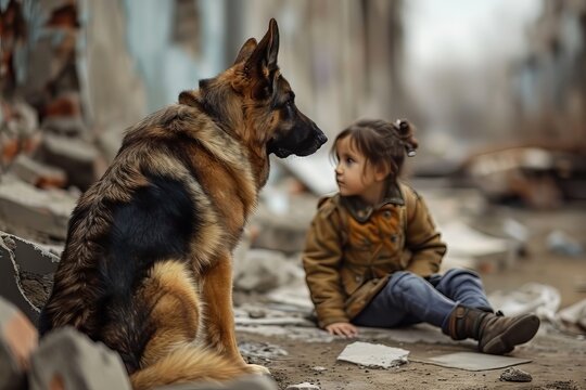 German Shepherd rescues people in building rubble