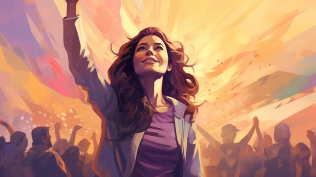 Empowered Women's Day Card: Illustration for a greeting card honoring International Women's Day, featuring empowering visuals