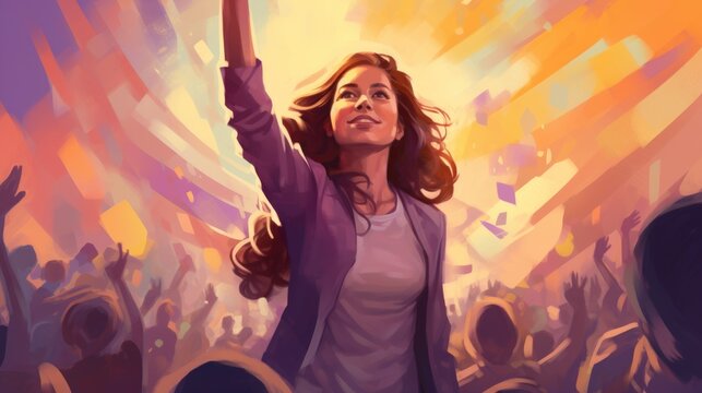 Empowered Women's Day Card: Illustration for a greeting card honoring International Women's Day, featuring empowering visuals