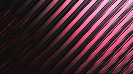 Modern background featuringg diagonal black and pink lines or stripes with a 3D effect and a metallic sheen. - obrazy, fototapety, plakaty