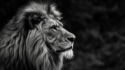 Portrait of a Lion in Black and White.