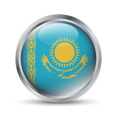 Kazakhstan Flag 3D Badge Illustration