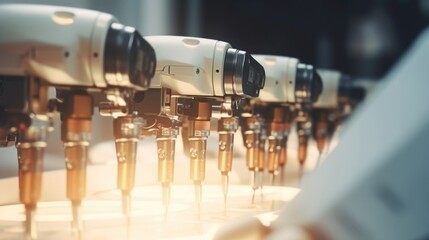 Closeup of a surgical robots grippers delicately holding and manipulating tiny instruments inside a patients body.